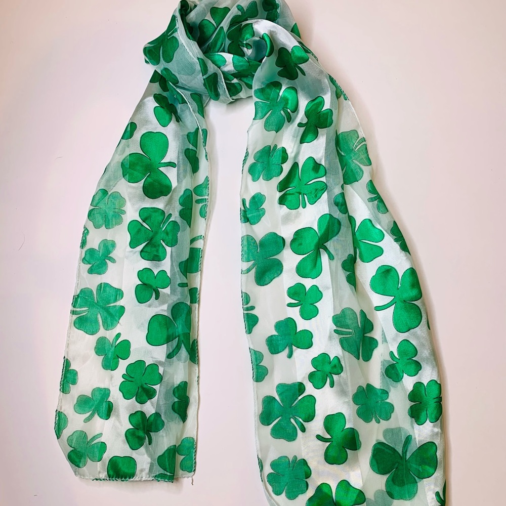 Shamrock silky scarf. Bright Green. Great condition.